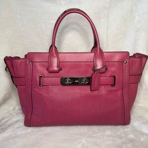 Coach Pink Swagger Leather Tote Bag